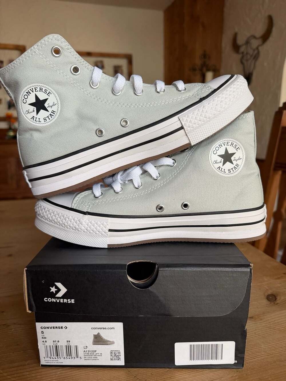 Converse CTAS EVA Lift Hi Size 5 Rainwashed Grey High Top Platform Sneakers